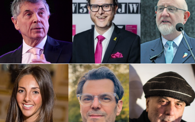 Clockwise, from left to right, David Dein, Raymond Simonson, Henry Grunwald, Ron Arad, Alex Maws, Amy Wagner