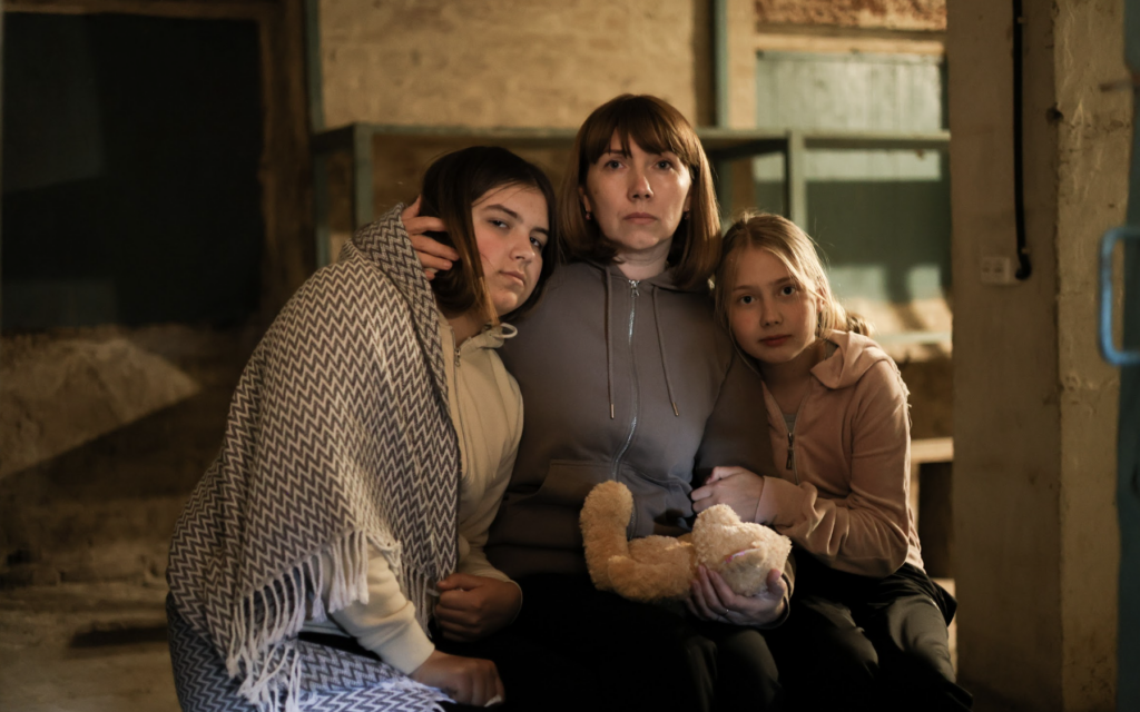 Yulia and her daughters after receiving psychological support through World Jewish Relief's Ukraine programmes. Credit: World Jewish Relief