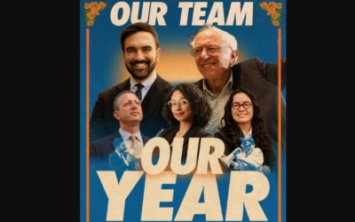 An advert for a rally supporting Darializa Chevalier, Claire Valdez and Brad Lander, featuring Zohran Mamdani and Bernie Sanders