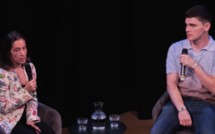 Former hostage Maxim Herkin speaks with Danielle Neuman, Chief Development Officer at the Jewish Agency for Israel, during a sold-out event at JW3 in London, where he shared his experiences of spending 738 days in Hamas captivity.