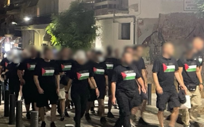 One of the 'anti-Zionist patrols' in Thessaloniki (Picture: WJC)