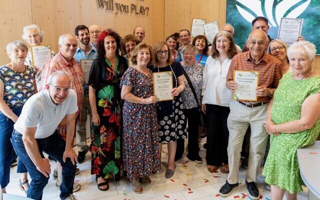 EcoJudaism Community Awards winners and supporters gather after receiving recognition for environmental leadership at EcoJudaism's annual awards ceremony. Photo Credit: EcoJudaism