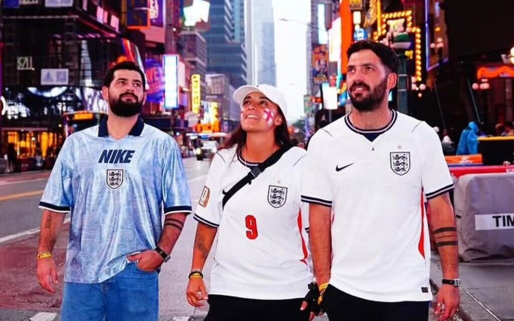 Emily Damari, Ziv, left and Gali Berman in NYC for the World Cup. June 2026. Pic: Courtesy