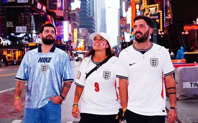 Emily Damari, Ziv, left and Gali Berman in NYC for the World Cup. June 2026. Pic: Courtesy