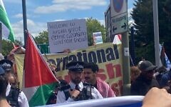 Jewish and pro-Palestinian protest and counter protest over Israel Real Estate Fair, Edgware. Pic: Michelle Rosenberg 14th June 2026 Jewish and pro-Palestinian protest and counter protest over Israel Real Estate Fair, Edgware. Pic: Michelle Rosenberg 14th June 2026