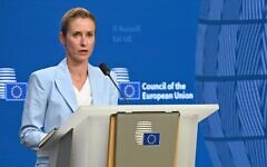 Kaja Kallas, the EU's High Representative for Foreign Affairs, holds a press conference at the European Council building following a meeting of the foreign ministers of the EU member states in Brussels, July 13, 2026. (Michael Brandt/picture alliance via Getty Images via JTA) Kaja Kallas, the EU's High Representative for Foreign Affairs, holds a press conference at the European Council building following a meeting of the foreign ministers of the EU member states in Brussels, July 13, 2026. (Michael Brandt/picture alliance via Getty Images via JTA)