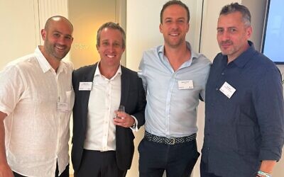 BCLP and Beacon Networking event, July 2026. Right to left: Alex Green, Ben Peters, Matthew Plax, Jerome Colemans