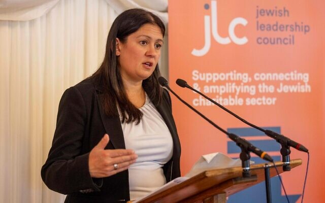 Culture Secretary Lisa Nandy addresses guests at the Jewish Leadership Council's Annual Parliamentary Members' Tea in the House of Lords.