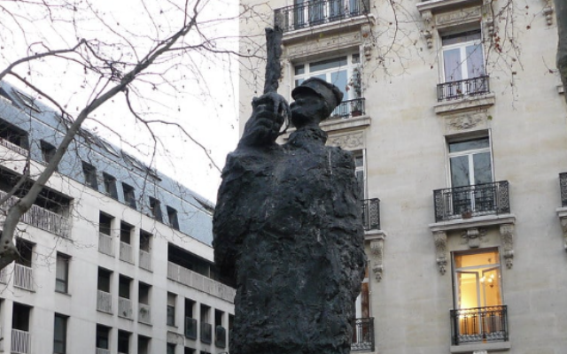 Alfred Dreyfus statue is now outside the Cour de cassation in Paris, where the Jewish army officer was finally exonerated in 1906. Photo Credit: Jewish Tours Paris