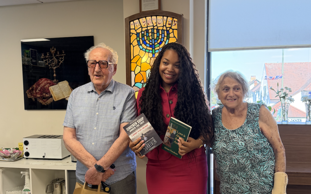 Ashley Jackson with Holocaust survivors at Jewish Care’s Holocaust Survivors’ Centre during her visit to north-west London.