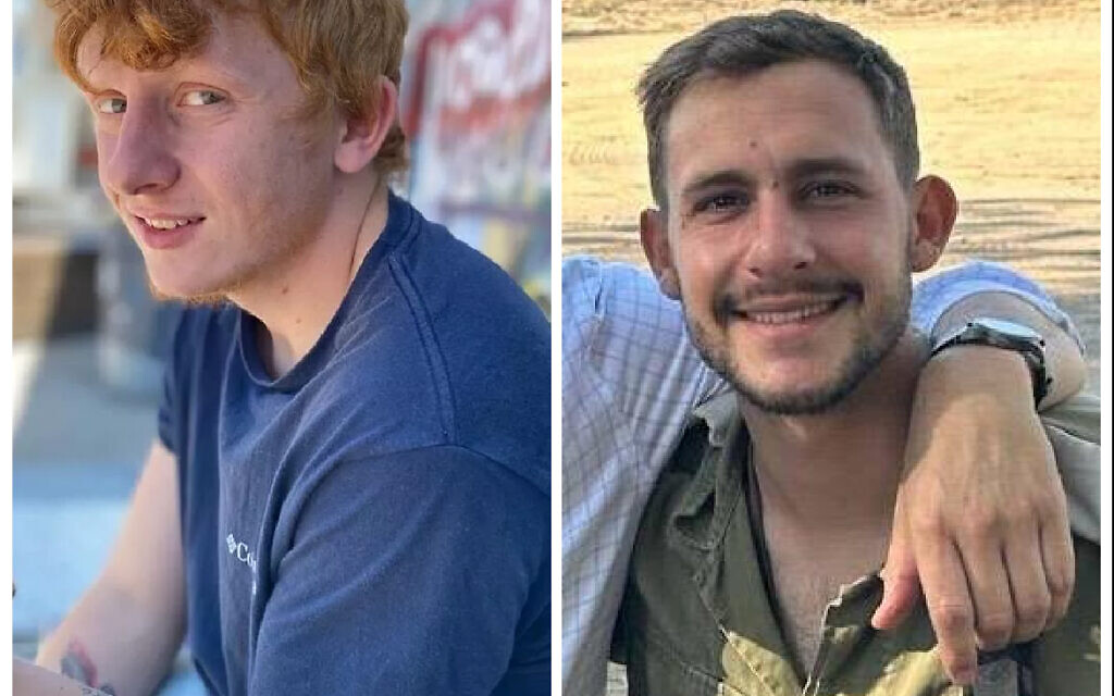 Left: Yotam Haim, who escaped Hamas captivity before being mistakenly killed by Israeli troops. Right: Capt. Daniel Perez, who was killed on 7 October and whose body was taken to Gaza by Hamas.