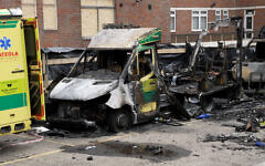 File photo of the burnt out remains of Hatzola ambulances at the Jewish Community Ambulance service in in Golders Green, London File photo of the burnt out remains of Hatzola ambulances at the Jewish Community Ambulance service in in Golders Green, London