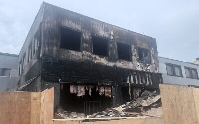 The remains of the Noam kosher restaurant after a suspected arson attack, August 2, 2026. (B'nai Brith Canada)