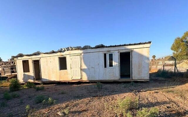Outpost caravan on the airstrip in the area of the village of Yatma, near Tapuah Junction in the northern West Bank