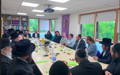 Mayor Zoe Garbett and two Green Party cabinet members at meeting with Jewish leaders in Stamford Hill