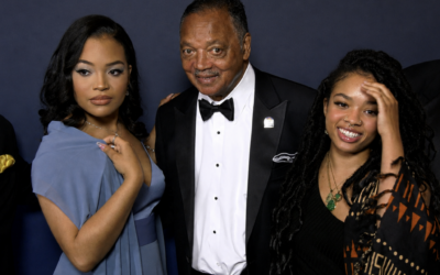 Ashley Jackson with her late father Rev. Jesse Jackson and sister Jessica Donatella Jackson in 2022