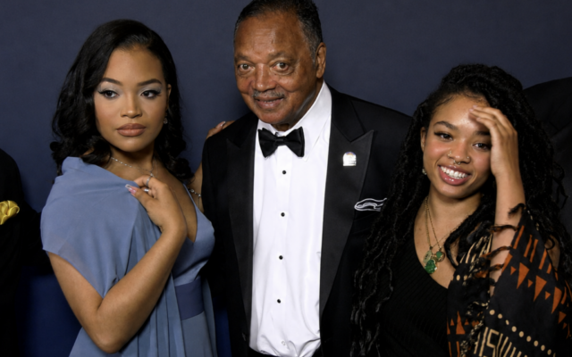Ashley Jackson with her late father Rev. Jesse Jackson and sister Jessica Donatella Jackson in 2022