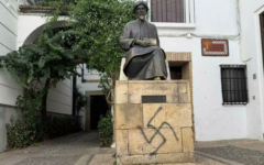 The vandalised statue of Maimonides (European Jewish Congress)