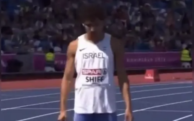 Israeli hurdler Omri Shiff during the European Athletics Championships in Birmingham. Credit: RTVE
