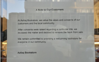 Aafaq Bookstore’s notice confirming it had removed Mein Kampf from sale. Credit: X
