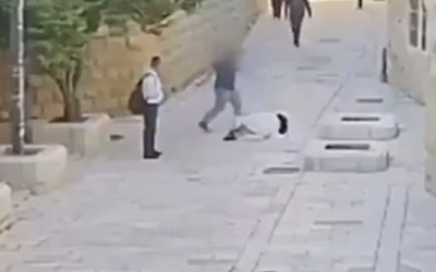 CCTV footage shows the attack on a Catholic nun on Mount Zion in Jerusalem in April. Photo Credit: Israel Police
