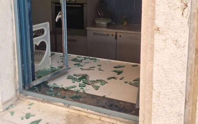 Broken window at Kol Haneshema in Baka, Jerusalem