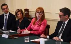 Housing, Communities and Local Government Secretary Angela Rayner speaks next to Prime Minister Andy Burnham during a meeting with leaders of the Jewish community at number 10 Downing Street. Pic PA Housing, Communities and Local Government Secretary Angela Rayner speaks next to Prime Minister Andy Burnham during a meeting with leaders of the Jewish community at number 10 Downing Street. Pic PA