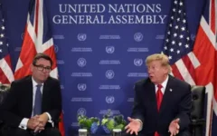 Andy Burnham and Donald Trump at press conference in New York