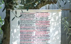 A panel from the Stitch Their Names Together project, featuring the names of Palestinians reported killed in Gaza. Photo Credit: Stitch Their Names Together A panel from the Stitch Their Names Together project, featuring the names of Palestinians reported killed in Gaza. Photo Credit: Stitch Their Names Together