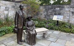 Statues of Henry and Clara Ford look over the garden at their historic Fair Lane home in Dearborn, Michigan, Sept. 2, 2026. (Andrew Lapin/JTA) Statues of Henry and Clara Ford look over the garden at their historic Fair Lane home in Dearborn, Michigan, Sept. 2, 2026. (Andrew Lapin/JTA)