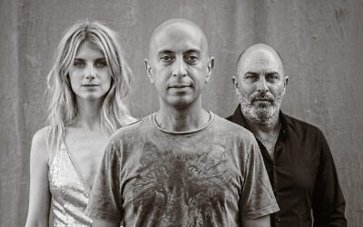 Fauda co-writers Avi Issacharoff and Lior Raz, who stars as Doron Kavillio, with season 5 star Mélanie Laurent. Photo: Ohad Romano and Moses Pini Siluk)