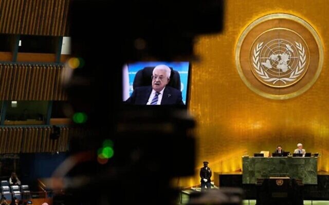 Abbas speaking at the United Nations, September 2026 Twitter/X