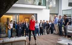 Jewish News' business editor Candice Krieger addressing attendees at the 40 Under 40 reception on Monday evening