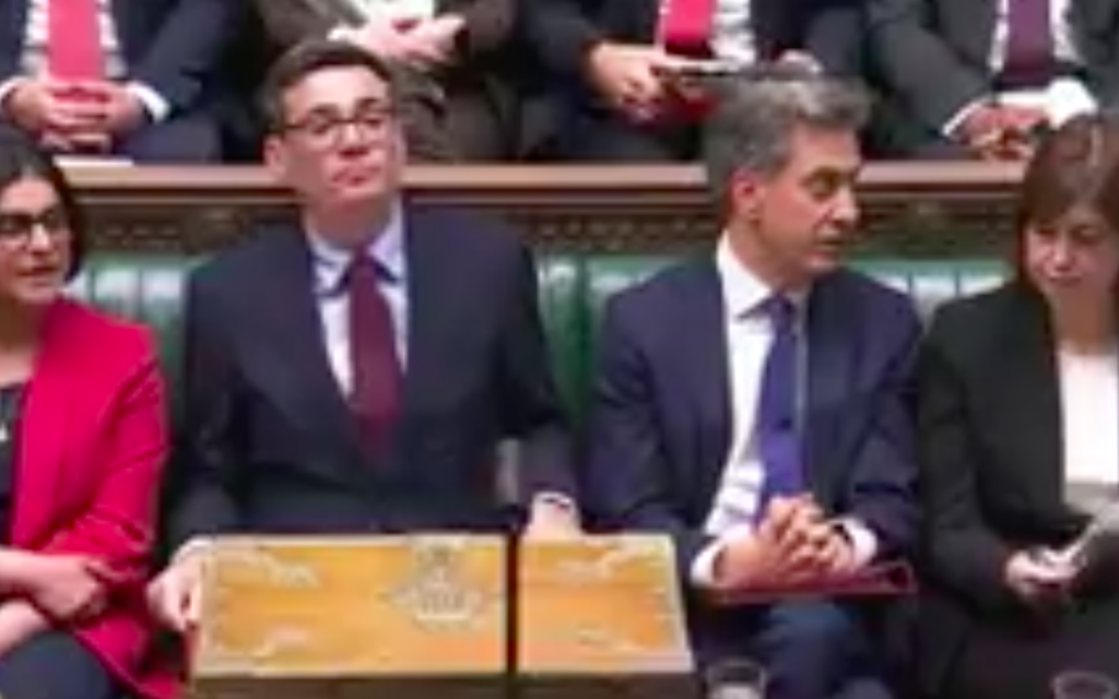 Andy Burnham and Ed Miliband at PMQs