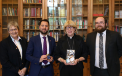 Board of Deputies President Phil Rosenberg (c-l) with the Archbishop of Canterbury (c-r). Karen Newman (l), Vice President of the Board, was also present Board of Deputies President Phil Rosenberg (c-l) with the Archbishop of Canterbury (c-r). Karen Newman (l), Vice President of the Board, was also present