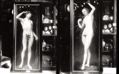 Black and white photographs of the Adam and Eve Diptych painted by Lucas Cranach the Elder. (Goudstikker/von Saher archive)