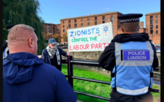 Zionists banner outside Labour Party conference entrance Zionists banner outside Labour Party conference entrance
