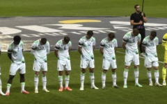 Republic of Ireland players bow their heads during Israel’s national anthem ahead of their Nations League clash. Credit: via X Republic of Ireland players bow their heads during Israel’s national anthem ahead of their Nations League clash. Credit: via X
