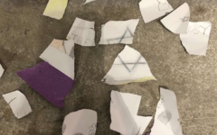 A ripped up artwork from a display at a University, featuring artwork from local school students commemorating Holocaust Memorial Day. The picture in question featured a Star of David A ripped up artwork from a display at a University, featuring artwork from local school students commemorating Holocaust Memorial Day. The picture in question featured a Star of David