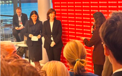 Ella Rose-Jacobs, Lucy Powell, and LIsa Nandy at JLM reception in Liverpool