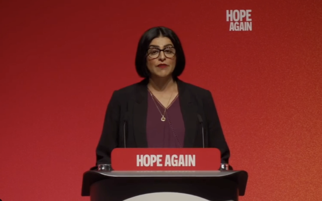 Home Secretary Shabana Mahmood announces new refugee routes at the Labour Party conference. (Credit: Politics UK/X)