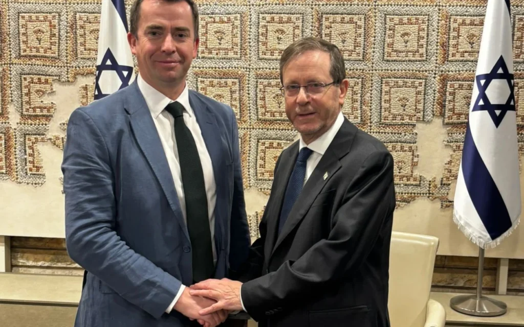 Calum Miller meeting Israeli president Isaac Herzog in February 2026
