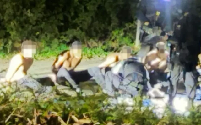 Arrests of five men near RAF Fairfield. (handout pic)