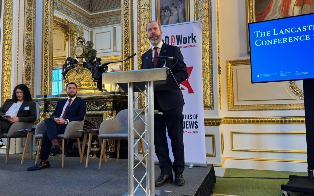 Business Secretary Jonathan Reynolds speaking at Lancaster House Antisemitism Conference 2026