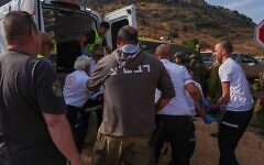 Israeli security and rescue forces evacuate injured people near the site where suspected unexploded ordnance detonated during a school trip near Kibbutz Yiftah in the Ramim Ridge area, close to the Israeli border with Lebanon, October 12, 2026. Photo by Ayal Margolin/Flash90 via JTA Israeli security and rescue forces evacuate injured people near the site where suspected unexploded ordnance detonated during a school trip near Kibbutz Yiftah in the Ramim Ridge area, close to the Israeli border with Lebanon, October 12, 2026. Photo by Ayal Margolin/Flash90 via JTA