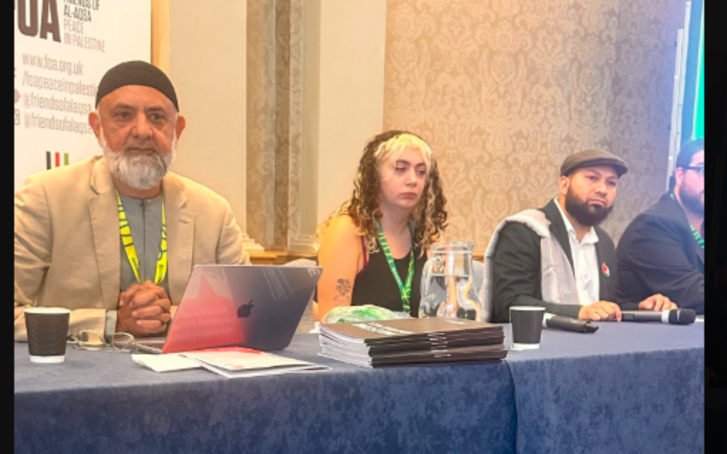 Ismail Patel (left) and Mothin Ali (right) at Friends of Al Aqsa event at Greens conference