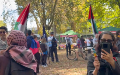 Nicole Lampert being confronted at the 'anti-Zionist' Cable Street event on Sunday 4 October