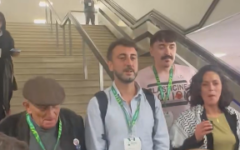 Lubna Speitan (r) with other members of "Greens for Palestine" in the wake of Sunday's conference vote Lubna Speitan (r) with other members of "Greens for Palestine" in the wake of Sunday's conference vote