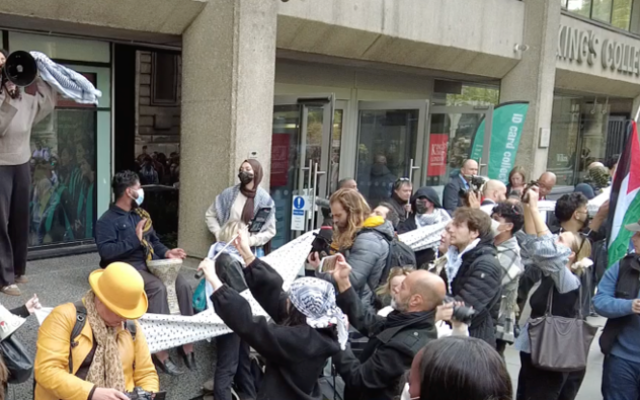 An anti-Israel protest outside Kings College London