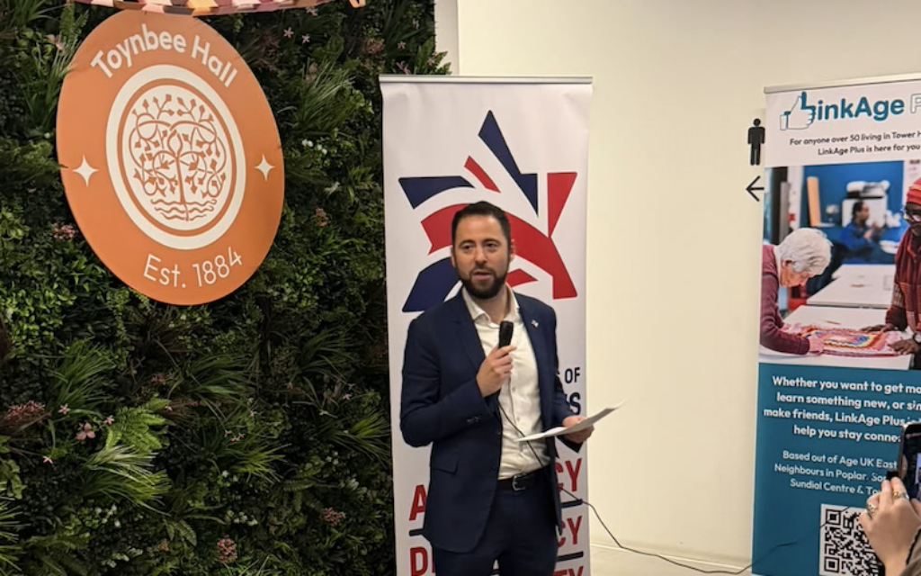 Board of Deputies president Phil Rosenberg speaking at the launch of Cable Street 90.